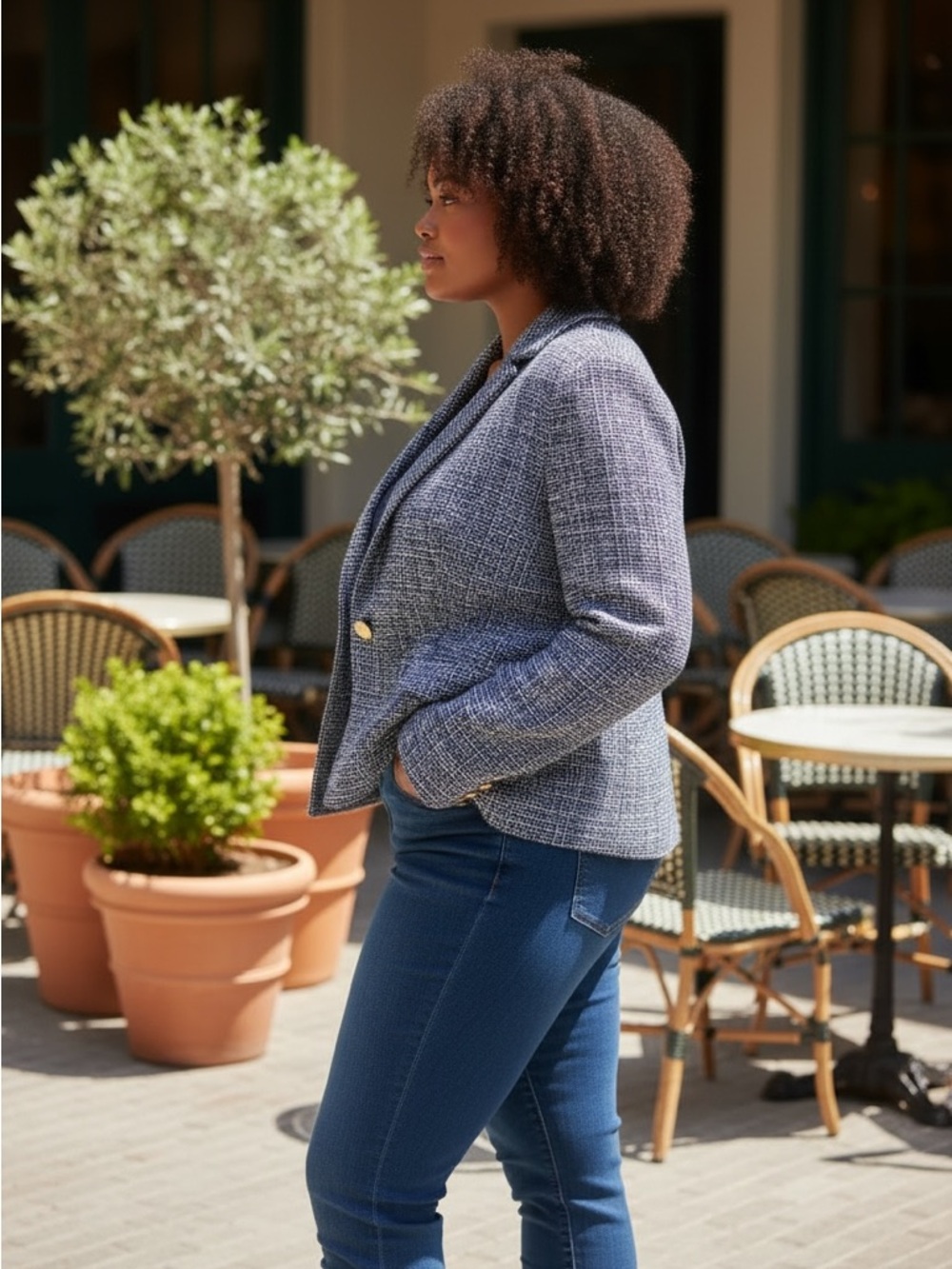 Lane Bryant Tweed Blazer NWT – Blue Textured Jacket Size 22 - Picture 4 of 10